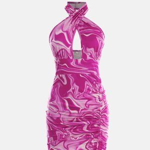 Marble Print Halter Midi Dress